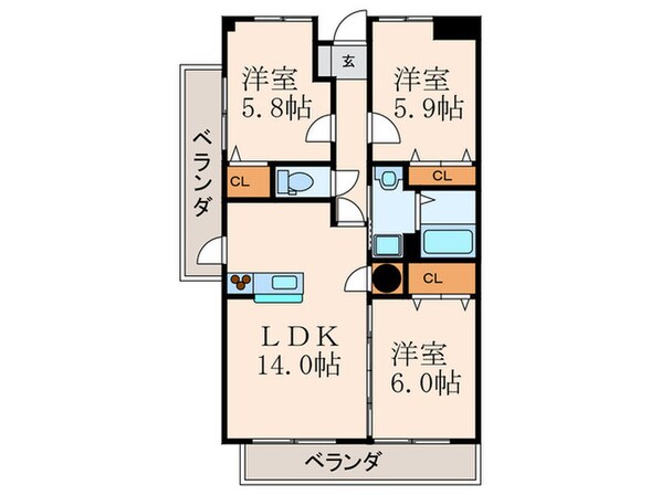 ニューガイア高野の物件間取画像